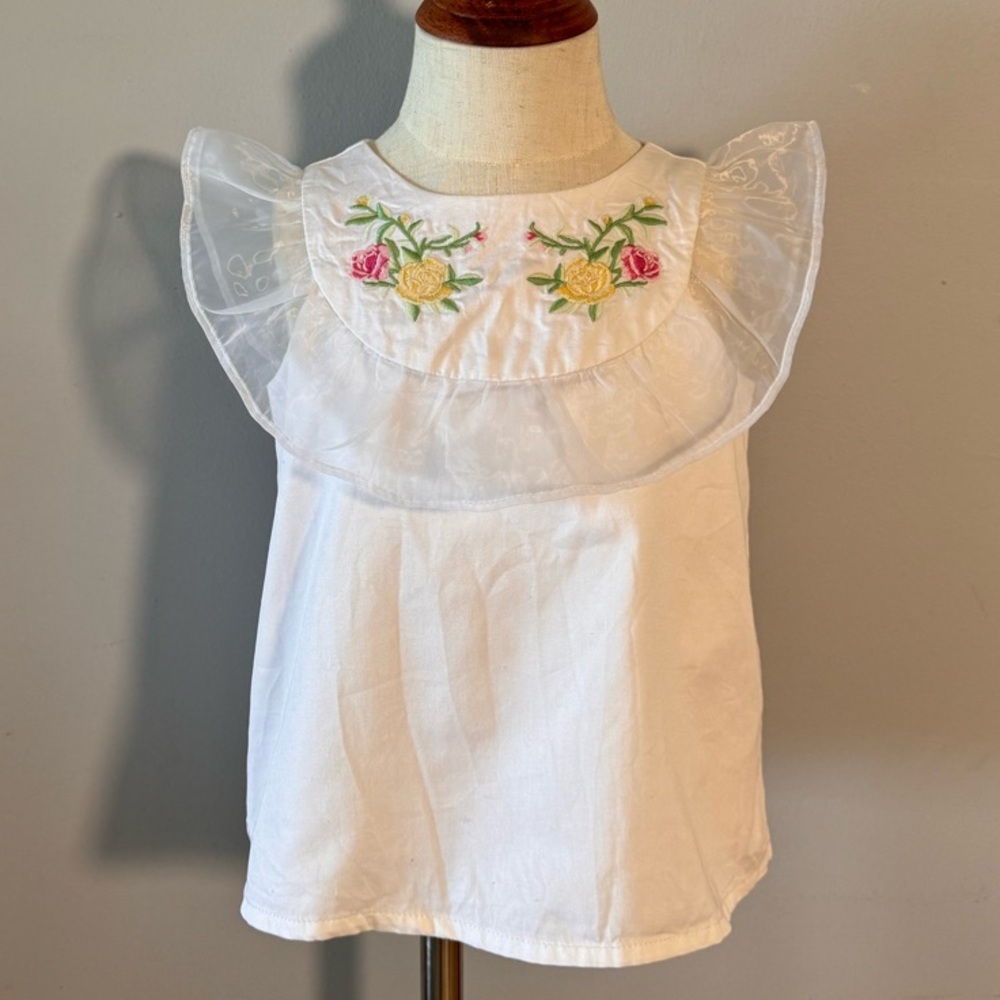 White blouse with Floral Embroidery